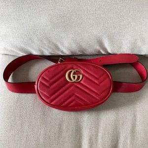 Authentic Gucci GG Red Belt Marmont